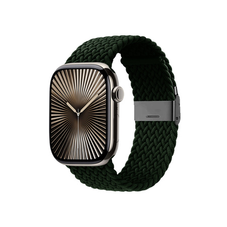 Crong Wave Band - Pletený řemínek pro Apple Watch 42/44/45/49 mm (zelený)