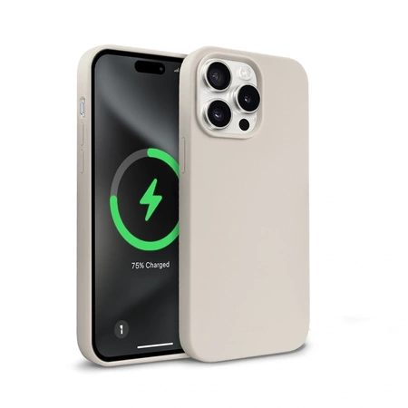 Etui Crong Color Cover Magnetic do iPhone 15 Pro MagSafe Kamienny Beż