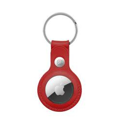 Crong Leather Case with Key Ring – Protective leather case with key ring for Apple AirTag 1/2 (red)