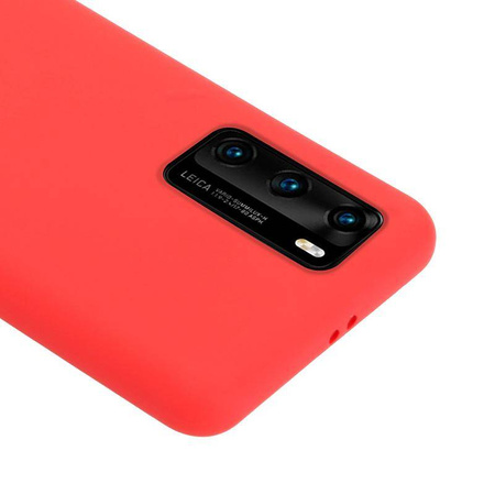 Etui Crong Color Cover do Huawei P40 Silikonowe Czerwone z Mikrofibrą