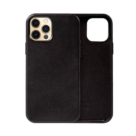 Crong Essential Cover - Ledertasche für iPhone 12 Pro Max (schwarz)