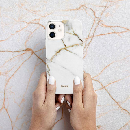 Crong Marble Case - pouzdro pro iPhone 12 Mini (bílé)