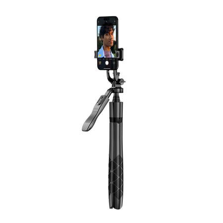 Crong SelfieGo Ultra – Bluetooth-Selfie-Stick-Stativ aus Aluminium (Schwarz)