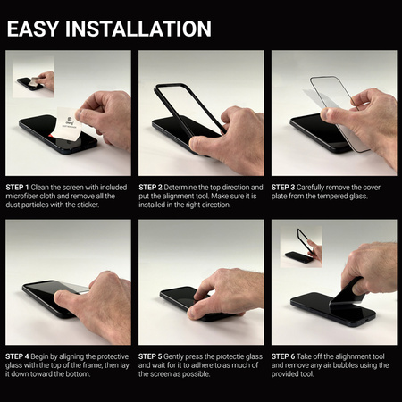 Crong Anti-Bacterial 3D Armour Glass - 9H vollflächiges gehärtetes Glas für das iPhone 15 Pro Max + Einbaurahmen