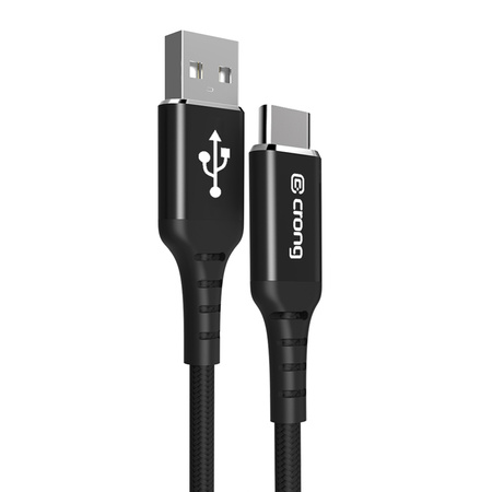 Crong Armor Link - 60W 3A USB-A σε USB-C Power Delivery καλώδιο γρήγορης φόρτισης 25cm (μαύρο)