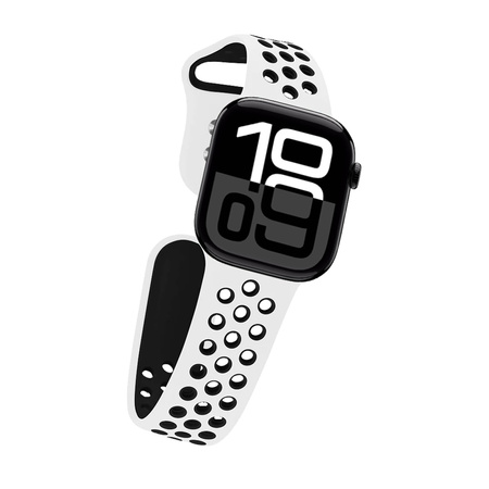 Pasek Crong Duo Sport do Apple Watch 49/46/45/44 mm Biało-Czarny Sportowy