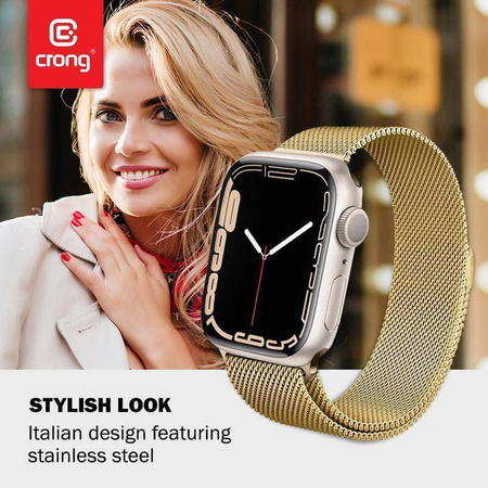 Crong Milano Steel - Βραχιόλι Milano για Apple Watch 40/41/42 mm (χρυσό)