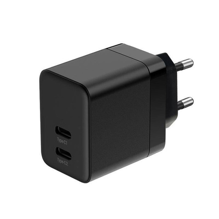 Crong Ultra Compact GaN - Cargador de pared 2x USB-C Power Delivery 35W (Negro)