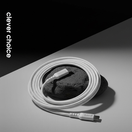 Kabel USB C Crong Armor Link Szybkie Ładowanie 1.5m 60W PD 3A Przewód Biały