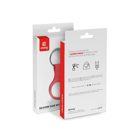 Etui Crong Silicone Case with Key Ring do Apple AirTag 1/2 Silikonowy Brelok Czerwony
