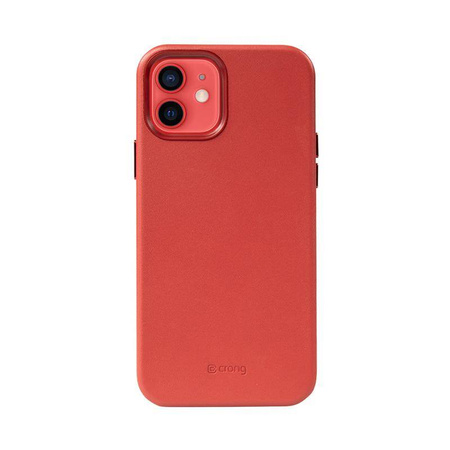 Crong Essential Cover Magnetic - kožené pouzdro MagSafe pro iPhone 12 / iPhone 12 Pro (červené)