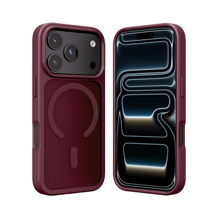 Crong Hybrid Matte Magnetic - MagSafe калъф за iPhone 18 Pro Max / 17 Pro Max (бордо)
