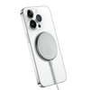 Crong MagSpot Kabelloses Ladegerät – Induktives 15-W-Ladegerät mit MagSafe-Technologie aus Aluminium (Silberweiß)