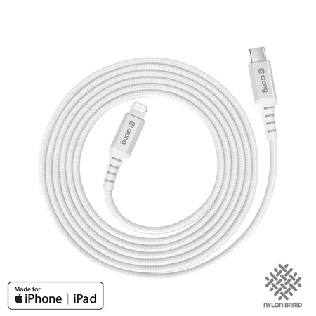 Crong Armor Link - Kabel USB-C Lightning Fast Charging MFi 150 cm (bílý)