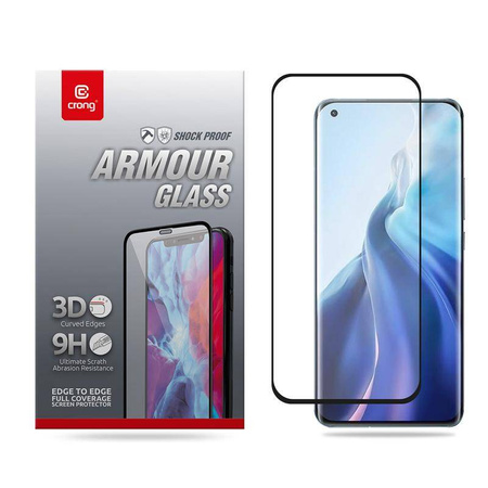 Crong 3D Armor Glass - 9H teljes ragasztós edzett üveg Xiaomi Mi 11 teljes képernyős készülékhez + beépítő keret