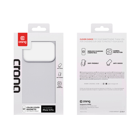 Etui Crong Color Cover Magnetic do iPhone 18 Pro / 17 Pro MagSafe Szare