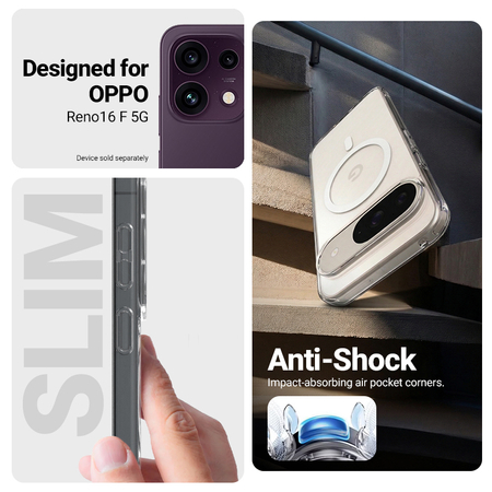 Etui CRONG Hybrid Clear Magnetic MagSafe do OPPO Reno16 F 5G przezroczyste