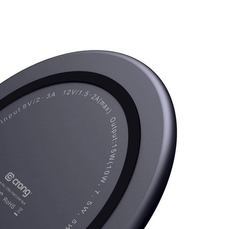 Crong PowerSpot Fast Wireless Charger - Qi 15W USB-C Wireless Charger (Shadow Black)