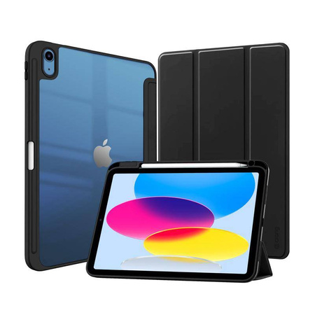 Crong PrimeFolio - Tasche für iPad 11" (2025) / iPad 10.9" (2022) mit Ständer und Apple Pencil Halter (schwarz/transparent)