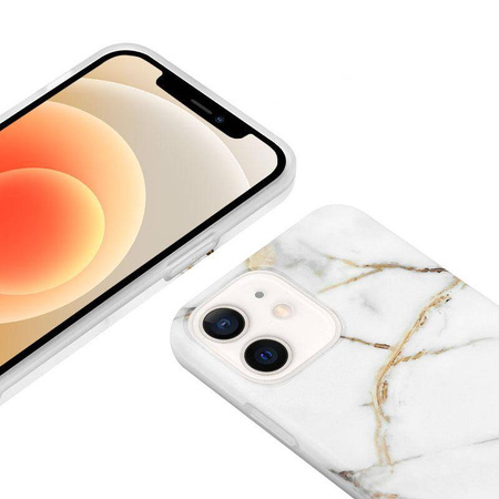 Crong Marble Case - pouzdro pro iPhone 12 Mini (bílé)