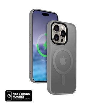 Crong Hybrid Frost MAG Cover - Case for iPhone 15 Pro Max MagSafe (Grey)