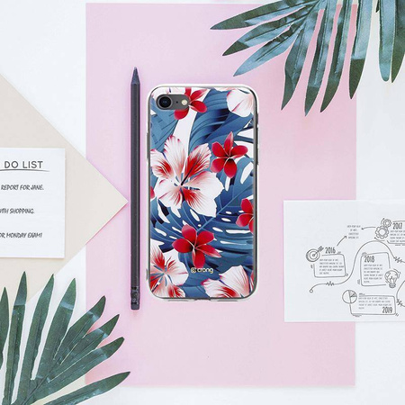 Funda Crong Flower para iPhone SE (2022/2020) / 8 / 7 (patrón 03)