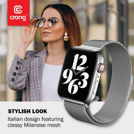 Crong Milano Steel - Ανοξείδωτο λουράκι για Apple Watch 42/44/45/49 mm (ασημί)