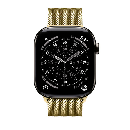 Crong Milano Steel - Rozsdamentes acél szíj Apple Watch 44/45/46/49 mm-hez (Arany)