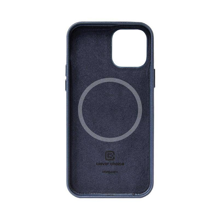 Crong Essential Cover Magnetic - Etui ze skóry iPhone 12 / iPhone 12 Pro MagSafe (granatowy)