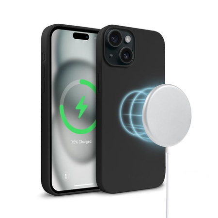 Etui Crong Color Cover Magnetic do iPhone 15 Plus MagSafe Silikonowe Czarne