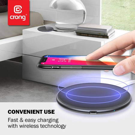 Ładowarka Indukcyjna Crong PowerSpot™ Fast Wireless Charger Qi 15W USB C + Kabel Black