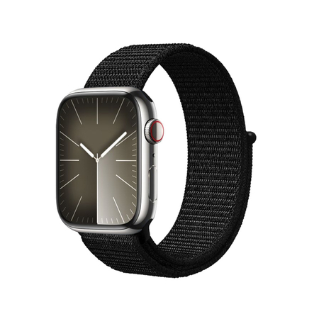 Crong Nylon Reflex - Sportszíj Apple Watch 44/45/46/49 mm-hez (Fekete)