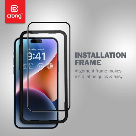 Szkło Crong Anti-Bacterial 3D Armour Glass do iPhone 14 Pro Hartowane z Ramką