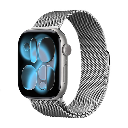 Crong Milano Steel - Rozsdamentes acél szíj Apple Watch 44/45/46/49 mm-hez (Ezüst)