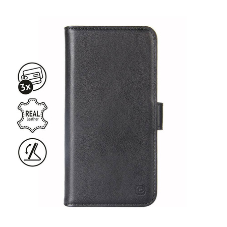 Crong Premium Booklet Wallet - Δερμάτινη θήκη iPhone 11 Pro Max με τσέπες + λειτουργία stand (μαύρο)