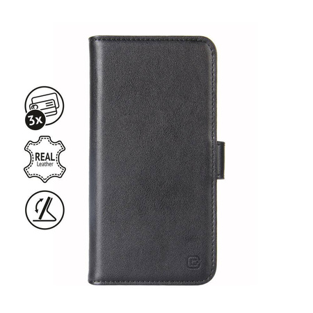 Crong Premium Booklet Wallet - Skórzane etui iPhone 11 Pro Max z kieszeniami + funkcja podstawki (czarny)