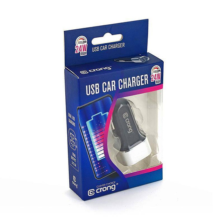 Caricabatterie per auto Crong Power 24W - Caricabatterie per auto 2xUSB 2.4A (alluminio)