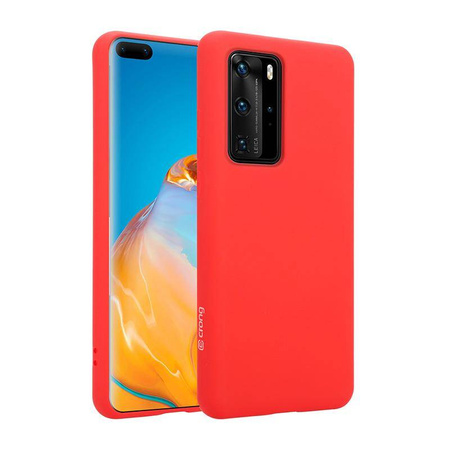 Etui Crong Color Cover do Huawei P40 Pro Silikonowe Czerwone z Mikrofibrą