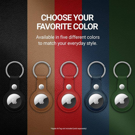 Etui Ochronne do Apple AirTag 1/2 Skórzany Brelok Crong Leather Case with Key Ring Zielony