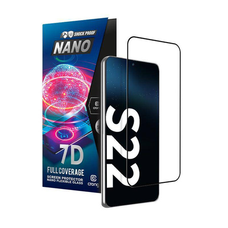 Crong 7D Nano Flexible Glass - 9H hybridní sklo pro celý displej telefonu Samsung Galaxy S22