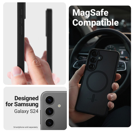 Etui Crong Hybrid MATTE™ Magnetic do Samsung Galaxy S24 MagSafe Czarne Wytrzymałe