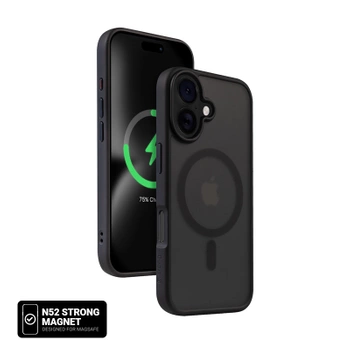 Crong Hybrid Frost MAG Cover - Case with MagSafe for iPhone 16 (Black)