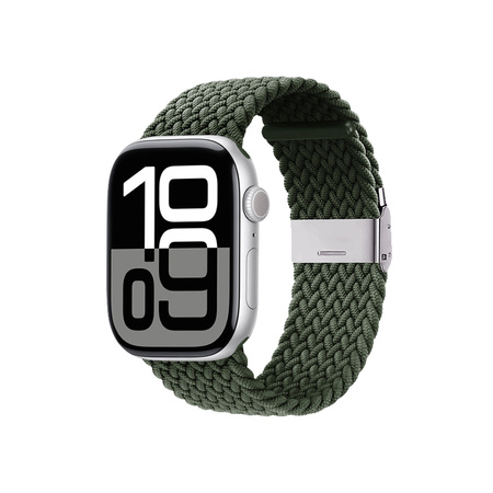 Crong Wave Band – Pleciony pasek do Apple Watch 44/45/46/49 mm (zielony)