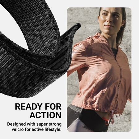 Crong Nylon - Sportszíj Apple Watch 44/45/46/49 mm-hez (Ezüstszürke)