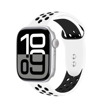 Crong Duo Sport - Correa para Apple Watch 44/45/46/49 mm (blanco/negro)