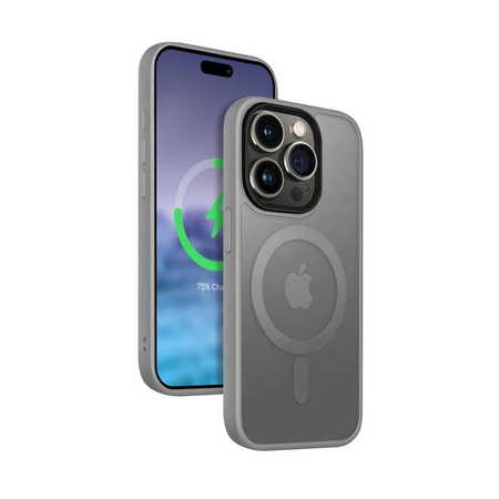 Funda Crong Hybrid Frost MAG - Funda MagSafe para iPhone 15 Pro Max (gris)