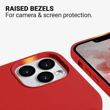 Etui Crong Color Cover do iPhone 13 Pro Max Silikon Czerwone z Mikrofibrą