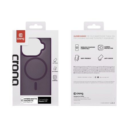 Etui Crong Hybrid MATTE™ Magnetic do Xiaomi 17T MagSafe Fioletowe Wytrzymałe