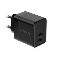 Crong Ultra Compact GaN - Wall charger 2x USB-C Power Delivery 35W (Black)